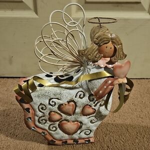 Vintage Home Interiors Metal Angel of Hearts Latern Tealight Candle Holder